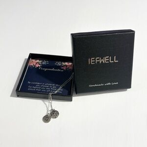 New In Box IEFWELL Women's Compass Initial "G” Silver Tone Adjustable Necklace
